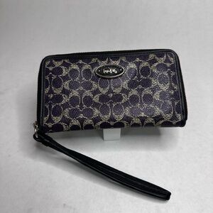 Coach Black and Tan Signature Wristlet